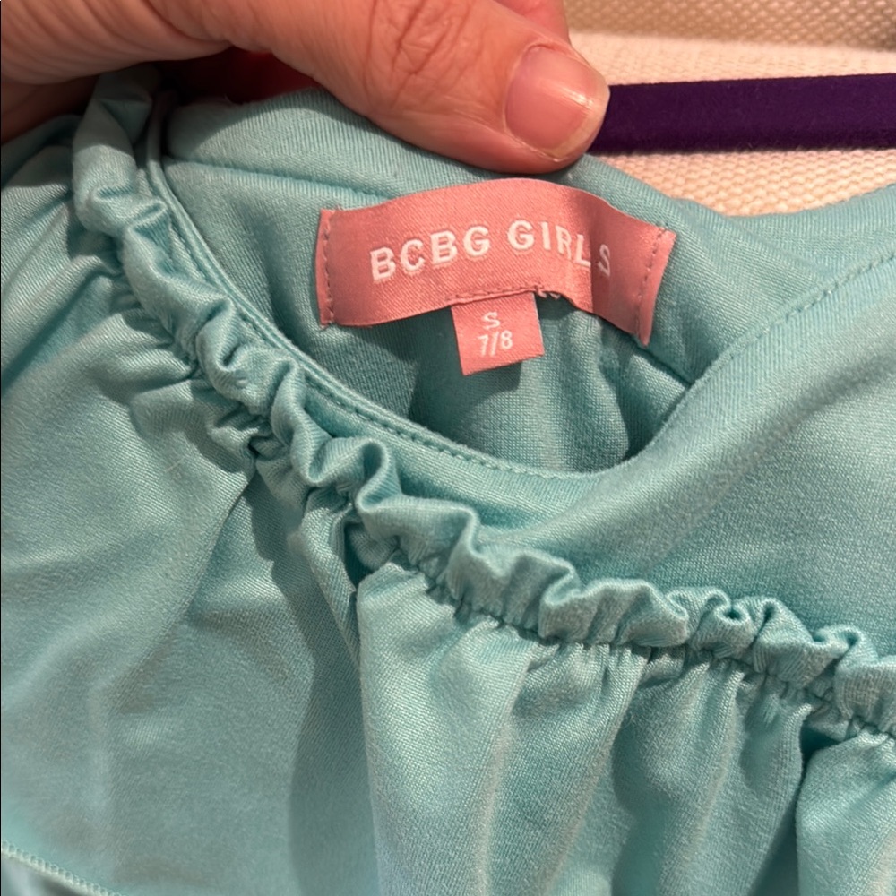 Girls' Aqua One-Shoulder Ruffle Romper - Picture 2 of 5